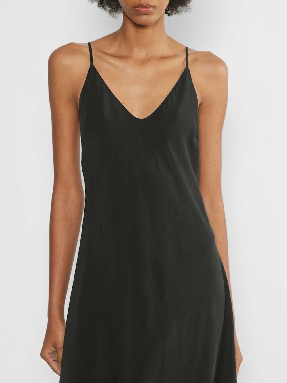 Wilfred| Aritzia| 100% Silk Black Lightweight Slip Mini-Dress Sz S
